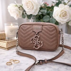 Guess Tan Quilted Crossbody Bag